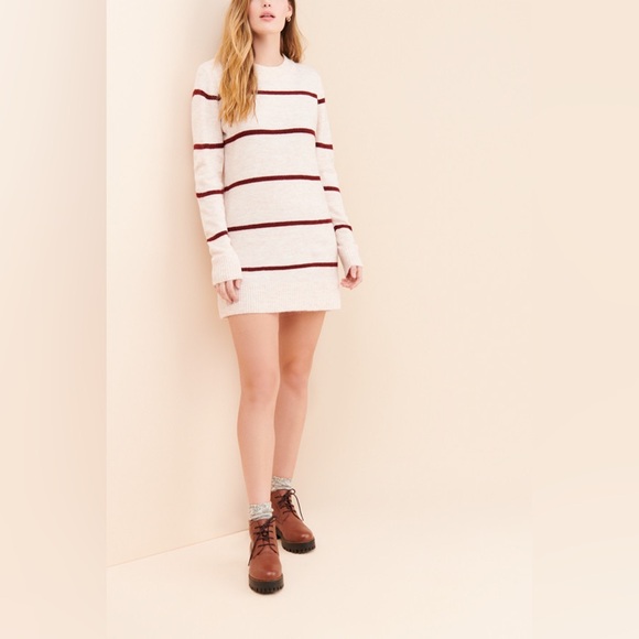 Like New Line & Dot Eska Sweater Dress in Ivory/Wine XS - Picture 2 of 5
